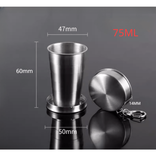 Vasito telescopico 75 ml.  2.54 oz ideal para camping, shots, viaje, compartir, regalos para camping, regalo unico - Imagen 3