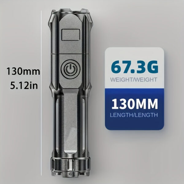Lampara superbrillante con zoom, potente con función de atenuacion recargable de largo alcance - Imagen 6