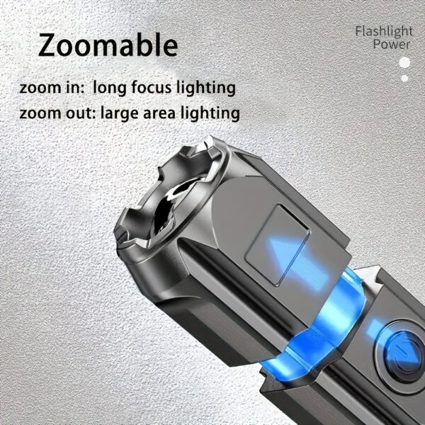 Lampara superbrillante con zoom, potente con función de atenuacion recargable de largo alcance - Imagen 11