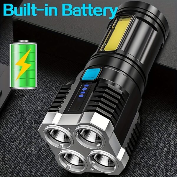 Potente Lampara 4 leds con luz lateral recargable, lamparas para acampar, lampara de emergencia led - Imagen 2