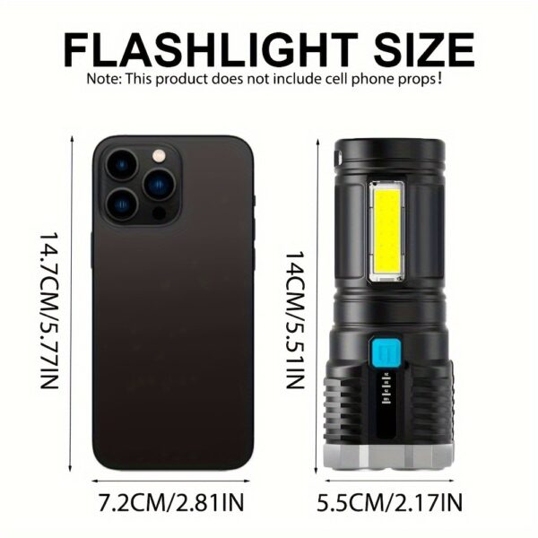 Potente Lampara 4 leds con luz lateral recargable, lamparas para acampar, lampara de emergencia led - Imagen 4