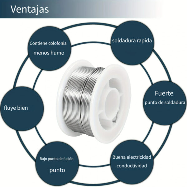 Rollo de Soldadura Alambre de Soldadura de Estaño y Plomo de Alta Pureza con Núcleo de flux para Soldadura Eléctrica Contiene 2.2% de Flux (0.8mm*50g) - Imagen 8