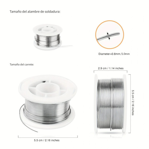 Rollo de Soldadura Alambre de Soldadura de Estaño y Plomo de Alta Pureza con Núcleo de flux para Soldadura Eléctrica Contiene 2.2% de Flux (0.8mm*50g) - Imagen 4