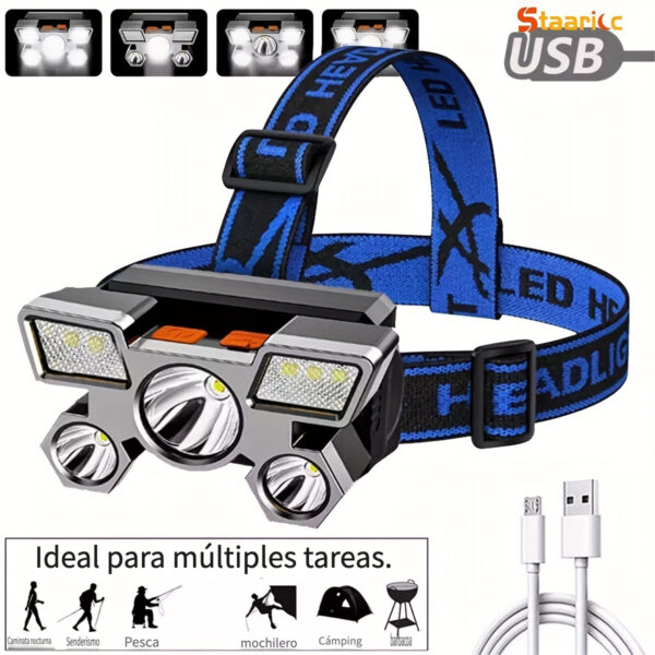 lampara para cabeza super practica recargable lampara recargable manos libre regalos practicos usb - Imagen 2
