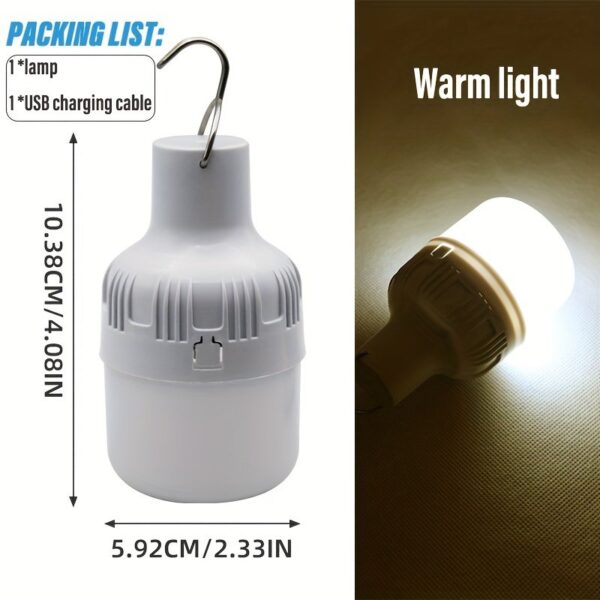 Lampara recargable para acampar luz calida con gancho para colgar accesorios para acampar
