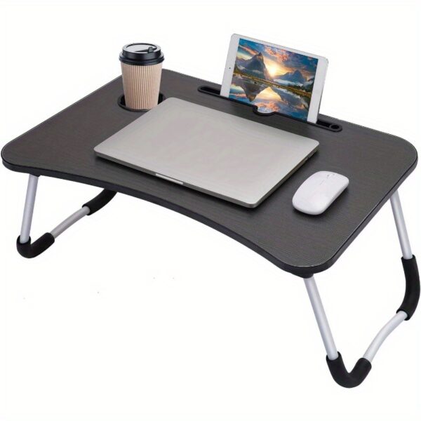 Mesita plegable para laptop super practica con soporte para tablet y portavasos: Ideal para usar en la cama, sofá