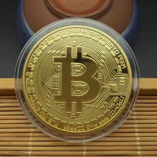 Moneda Bitcoin Metálica Chapado Dorado 100% No Real Regalos Originales Ideas Para Regalo Moneda BTC - Imagen 2