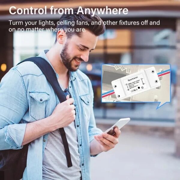 Chip inteligente WiFi controlador remoto temporizador encendido apagado hogar compatible con Google tipo sonoff - Imagen 2