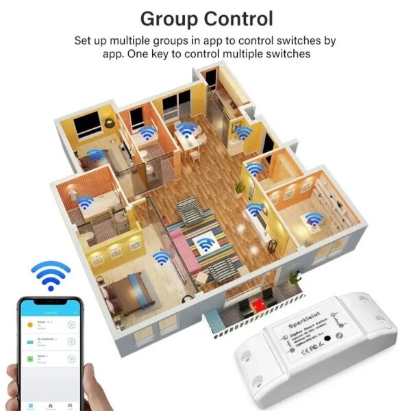 Chip inteligente WiFi controlador remoto temporizador encendido apagado hogar compatible con Google tipo sonoff - Imagen 5
