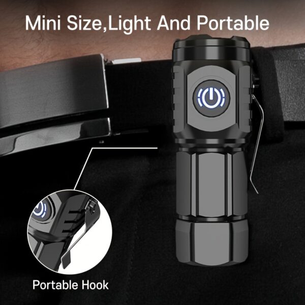 Mini linterna LED USB recargable Tactica mini lampara portatil - Imagen 7