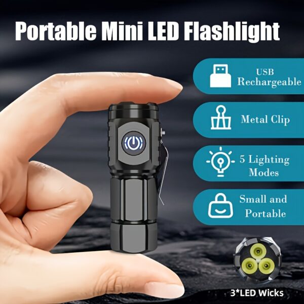 Mini linterna LED USB recargable Tactica mini lampara portatil