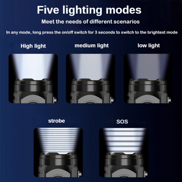 Mini linterna LED USB recargable Tactica mini lampara portatil - Imagen 4