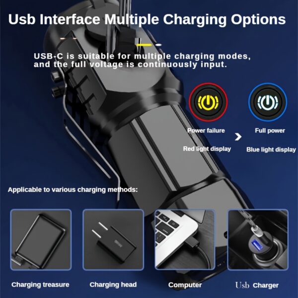 Mini linterna LED USB recargable Tactica mini lampara portatil - Imagen 11