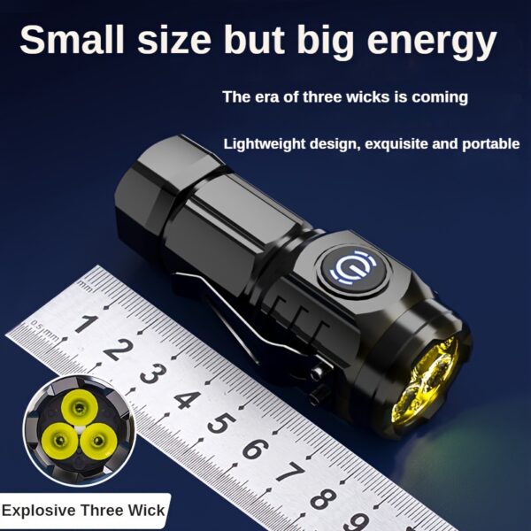 Mini linterna LED USB recargable Tactica mini lampara portatil - Imagen 10