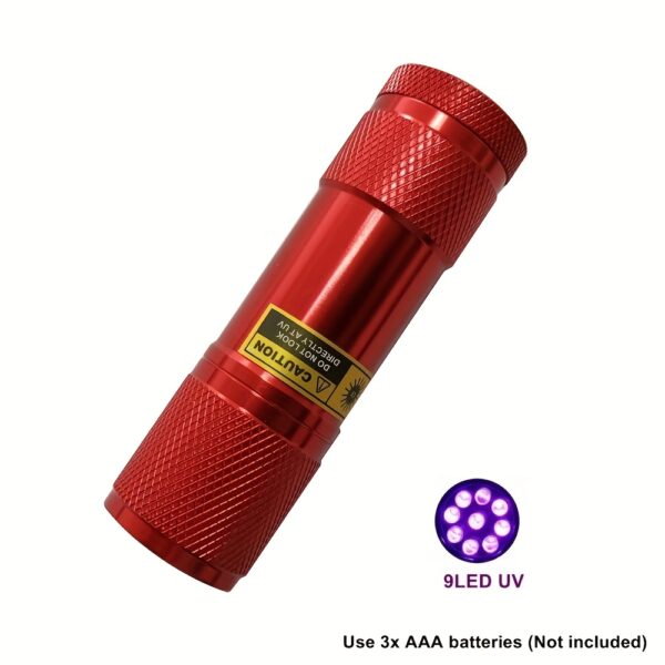 Mini Linterna LED UV 9 LEDs 395-400nm para Detección - Imagen 3