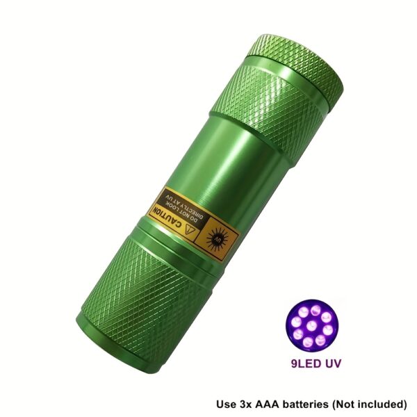 Mini Linterna LED UV 9 LEDs 395-400nm para Detección - Imagen 7