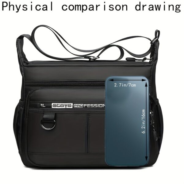 Bolso Bandolera Negro para Hombre Impermeable y Elegante - Imagen 4