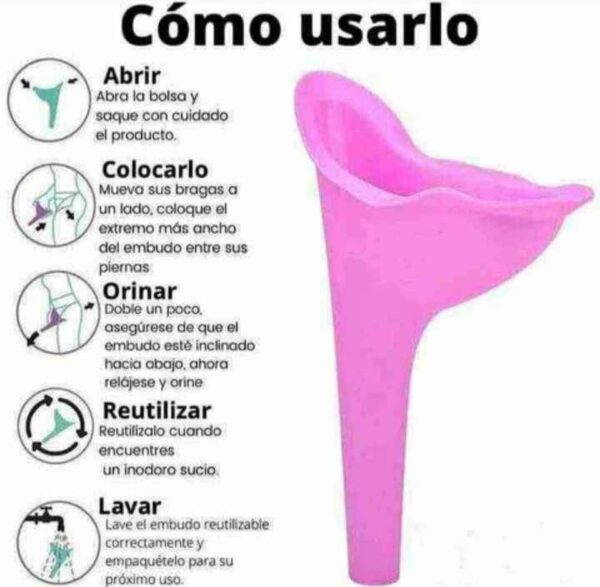 urinal femenino embudo portatil y reutilizable haz pipi parada - Imagen 2