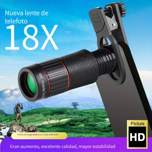Nuevo lente monocular HD telescopico con clip para celular ideal para fotos de luna y naturaleza