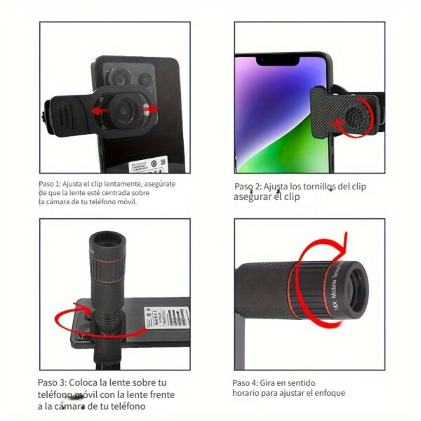 Nuevo lente monocular HD telescopico con clip para celular ideal para fotos de luna y naturaleza - Imagen 5