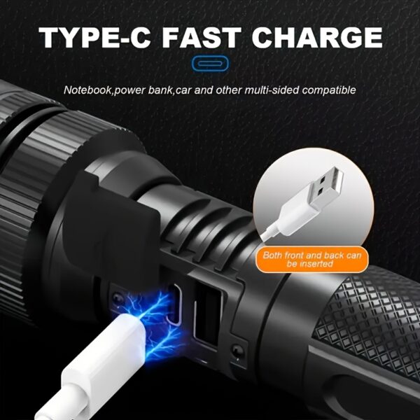🔦 Linterna LED Recargable con Powerbank, Zoom y Pantalla Digital - Imagen 4