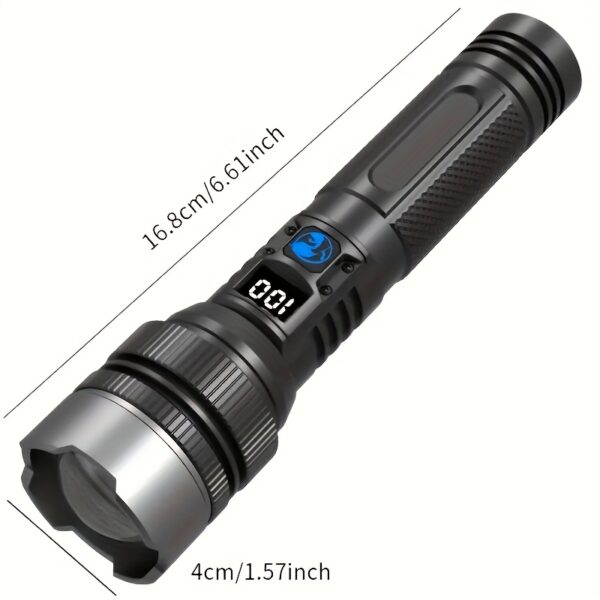 🔦 Linterna LED Recargable con Powerbank, Zoom y Pantalla Digital - Imagen 6