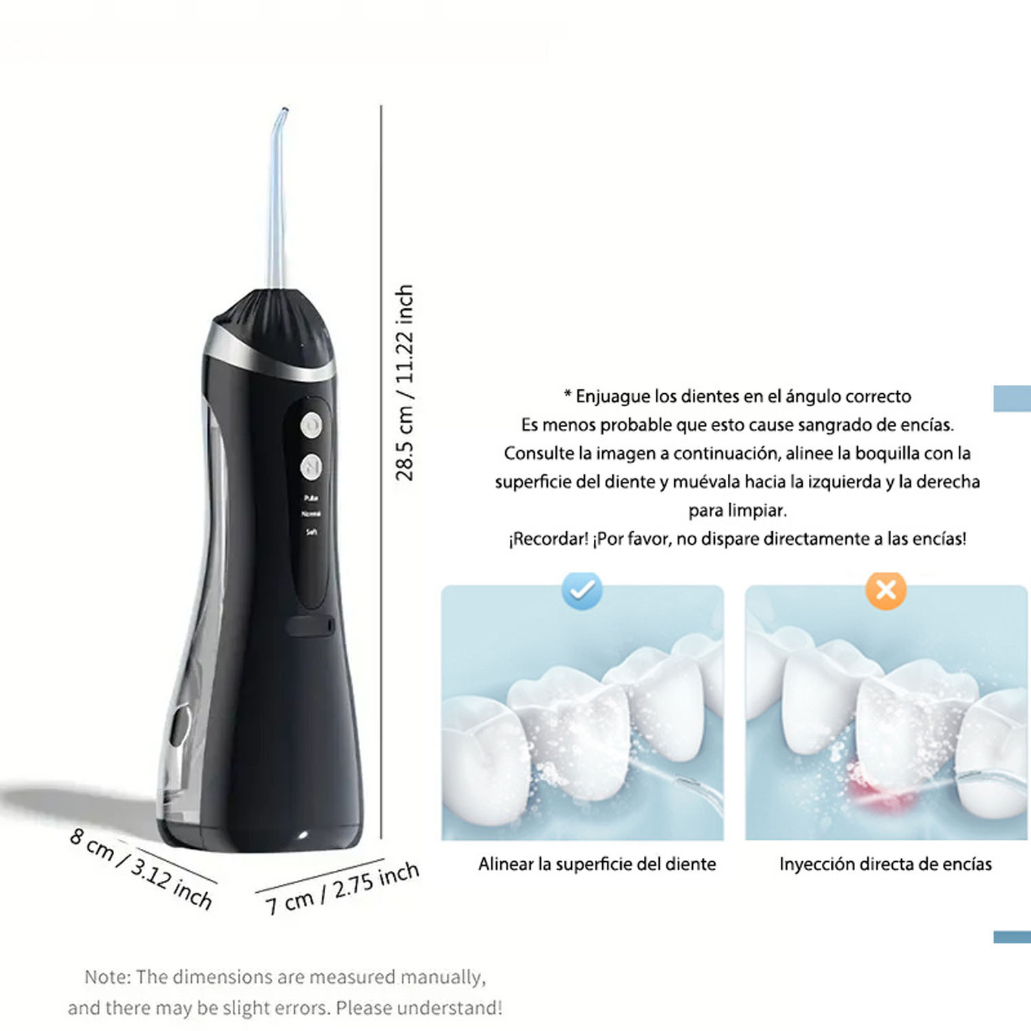 💧🦷 Irrigador Dental Portatil USB Recargable 3 Modos 4 Boquillas Hilo Agua Negro - Imagen 2