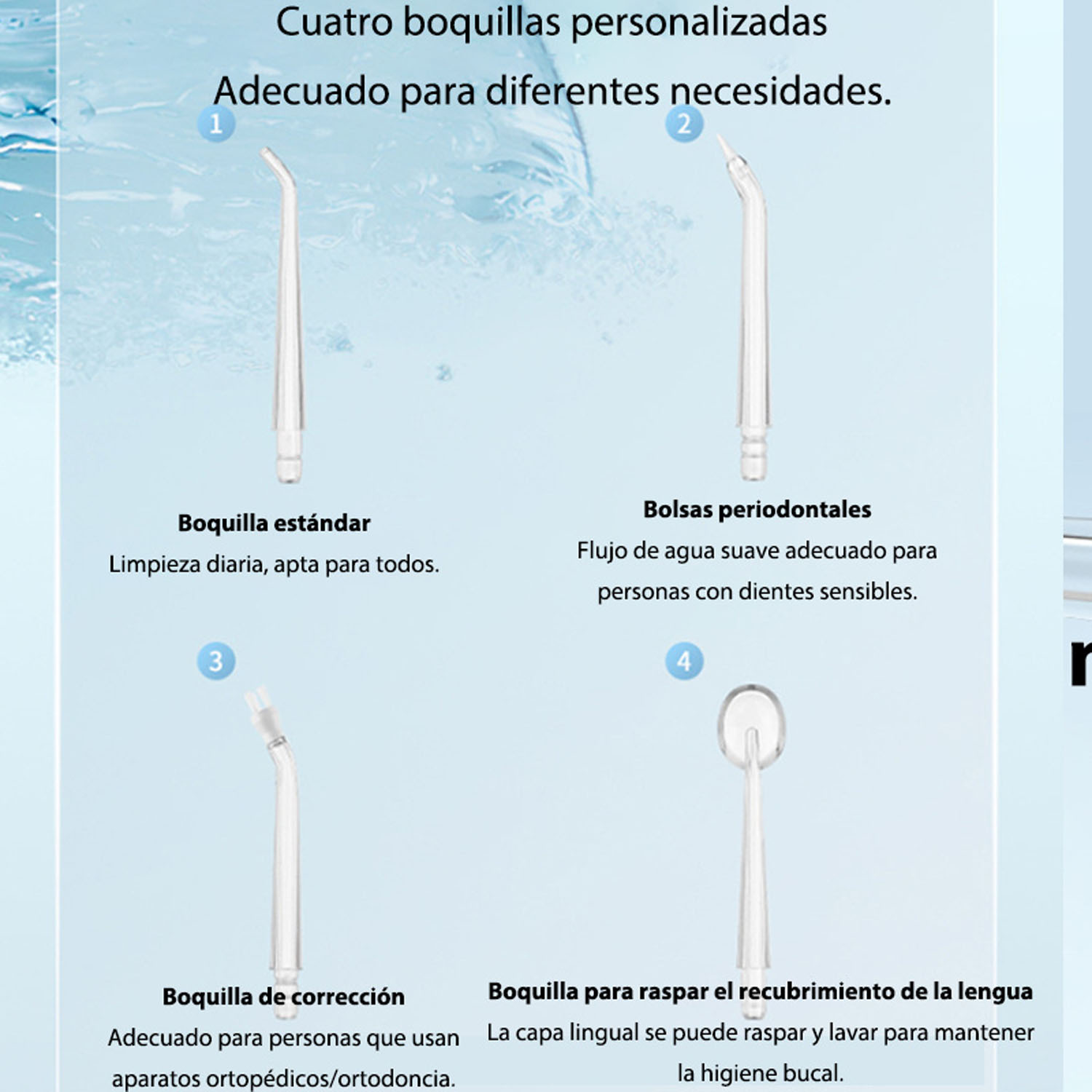 💧🦷 Irrigador Dental Portatil USB Recargable 3 Modos 4 Boquillas Hilo Agua Negro - Imagen 4
